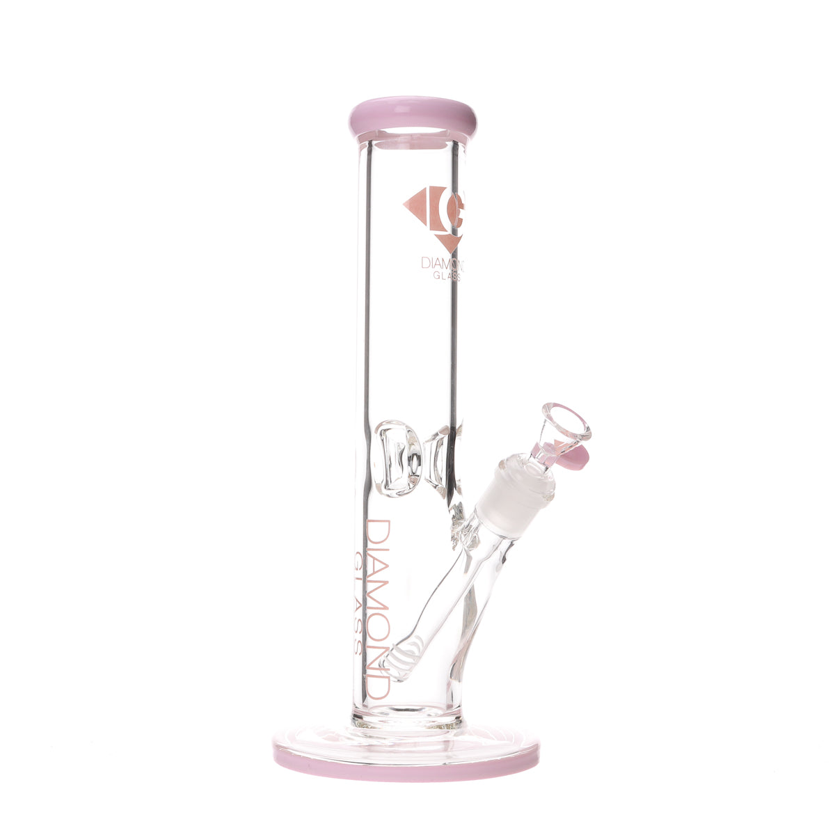 Diamond Glass Straight Tube Bong Pink Accents